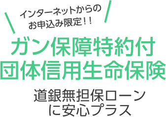 インターネットからのお申込み限定！！ ガン保障特約付団体信用生命保険 道銀無担保ローンに安心プラス