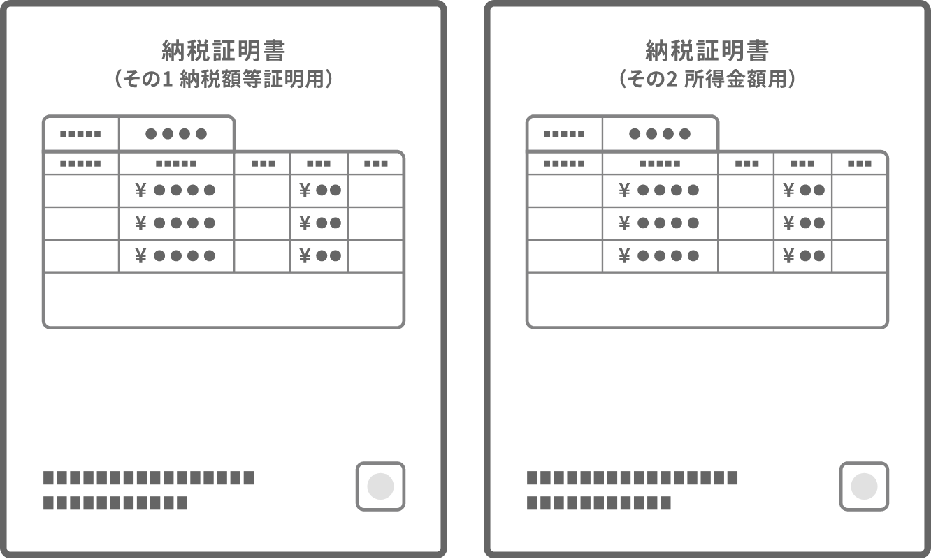 納税証明書その1・その2(税務署発行)2年分